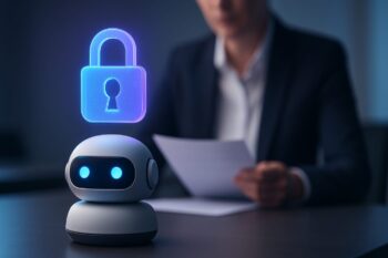 Ilustración sobre cumplimiento GDPR chatbots con enfoque en protección de datos y diseño seguro en España