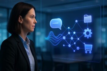 Panel de métricas y flujos de trabajo para analizar analítica conversacional en una empresa con canales de chat y voz
