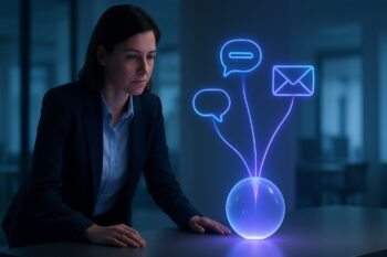 Esquema de automatización omnicanal con IA para coordinar chat, email y voz en la atención al cliente