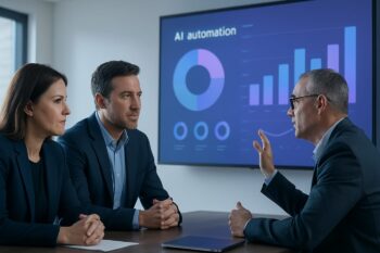 Panel de analítica con KPIs automatización IA para medir eficiencia, calidad y retorno en procesos empresariales