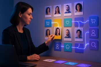 Panel de atención al cliente con datos segmentados y flujos de personalización automática en tiempo real